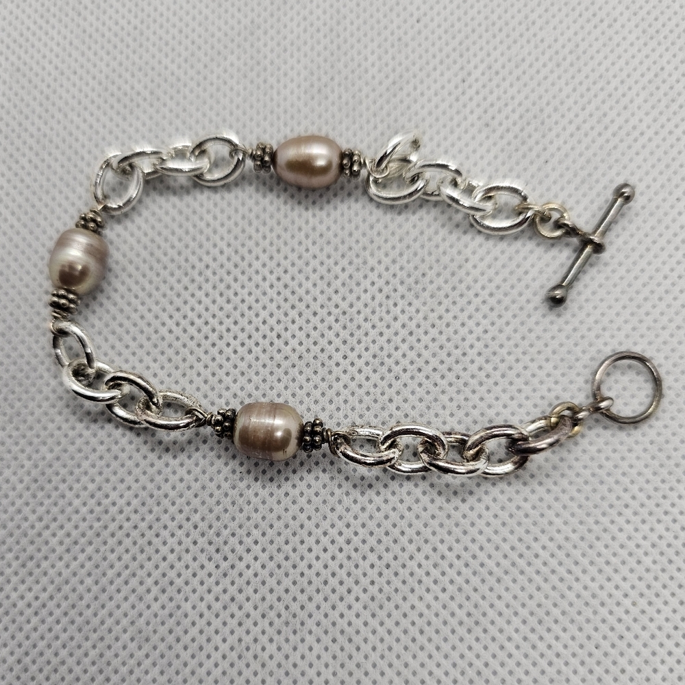 Real Pearl Chain Link Bracelet